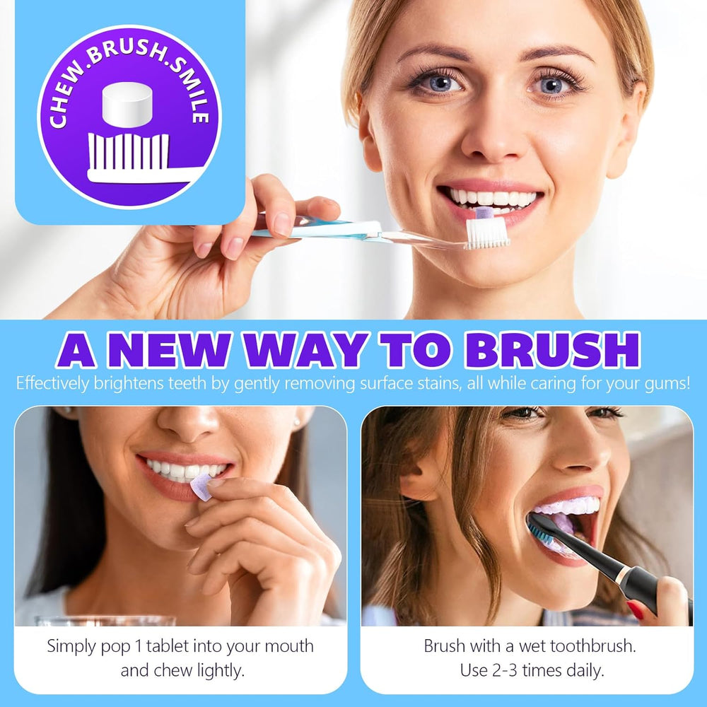 Toothpaste Tablets, Color Correcting Toothpaste Tablets with 5% Nano Hydroxyapatite - Fluoride Free, Teeth Whitening & Antiplaque, Chewable Toothpaste Tabs Strengthen Teeth 70Pcs