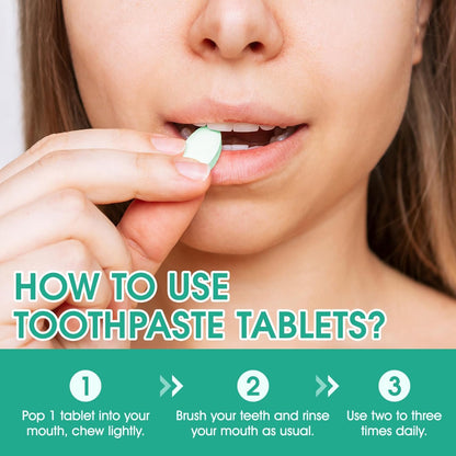 Toothpaste Tablets 150 Tabs - Chewable Nano Hydroxyapatite, Fluoride & Plastic Free, Natural Teeth Whitening, Sensitive Travel Mouthwash Tablets Peppermint (150 PCS)